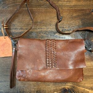 Vilenca Holland Woven Flap Boho Crossbody Shoulder Bag Wristlet Cognac